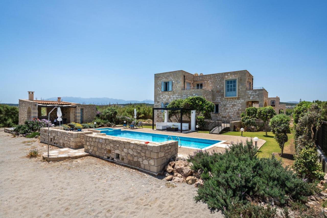Beachfront Villa Turquoise With Private Pool, Bbq And Ping Pong Table Chrissi Akti Chania Exterior foto