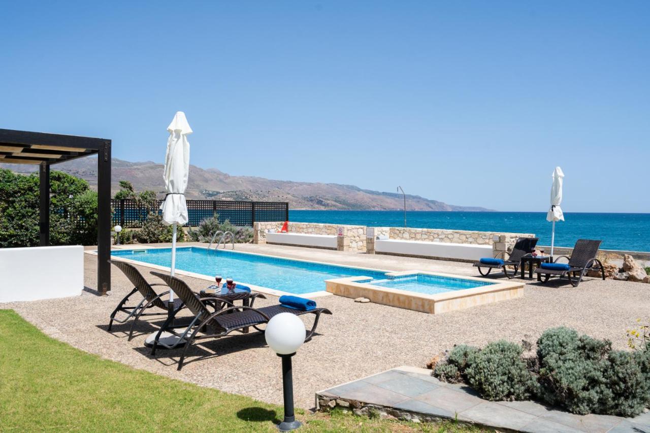 Beachfront Villa Turquoise With Private Pool, Bbq And Ping Pong Table Chrissi Akti Chania Exterior foto