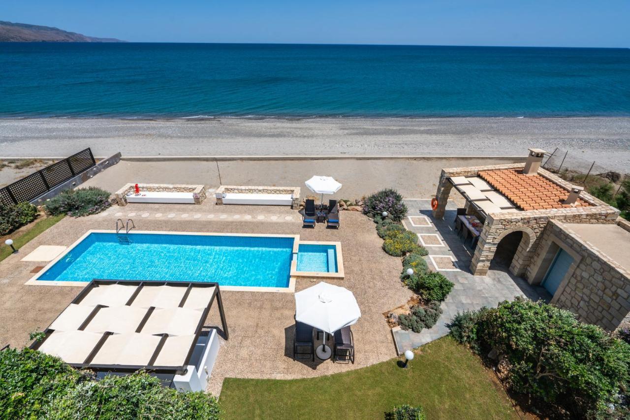 Beachfront Villa Turquoise With Private Pool, Bbq And Ping Pong Table Chrissi Akti Chania Exterior foto
