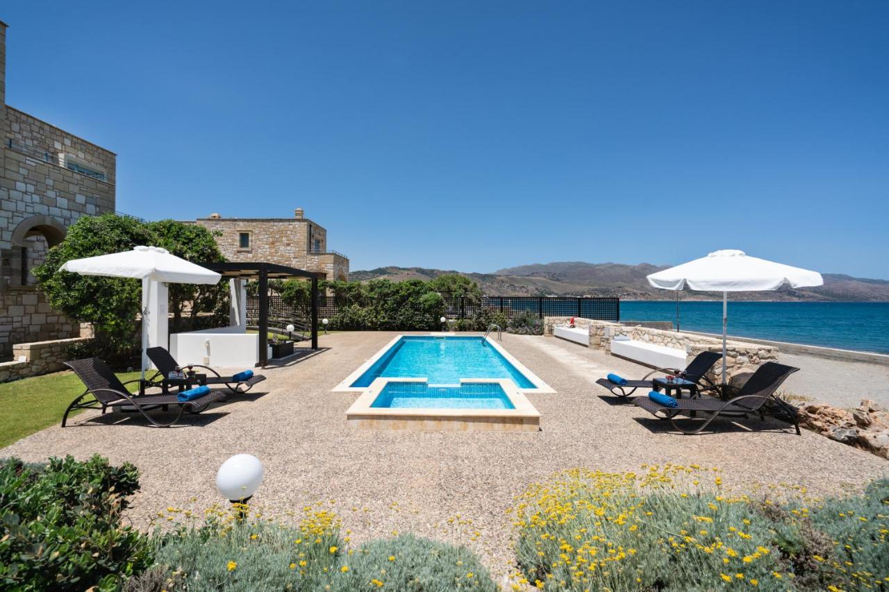 Beachfront Villa Turquoise With Private Pool, Bbq And Ping Pong Table Chrissi Akti Chania Exterior foto